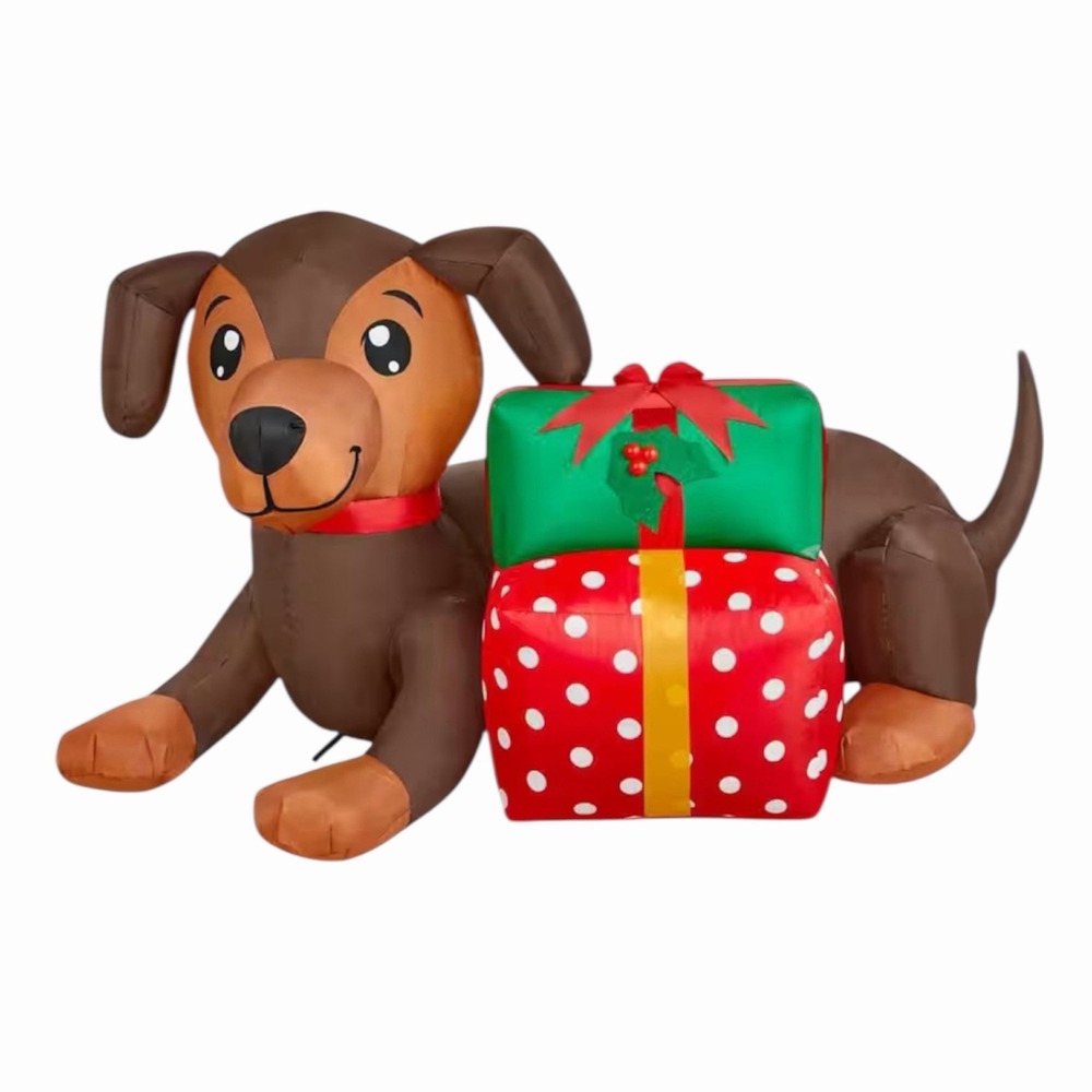 Home Accents‎ Holiday Dachshund Dog w/ Presents Inflatable 4 ft LED Lighted